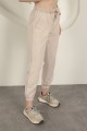 Gabardin Kumaş Paçası Lastikli Kadın Pantolon-Taş