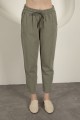 Gabardin Kumaş Püsküllü Kadın Pantolon-Haki