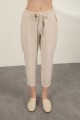 Gabardin Kumaş Püsküllü Kadın Pantolon-Taş