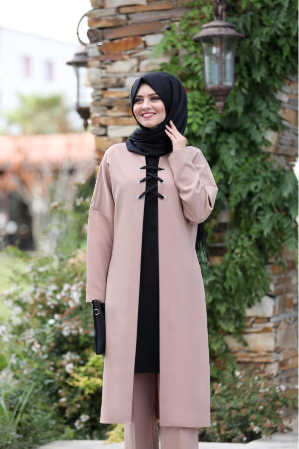 Bağcık Detay İkili Takım mdc 5561 Pudra