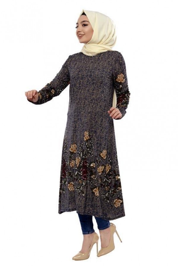 Moda Çizgi İşlemeli Krep Şal