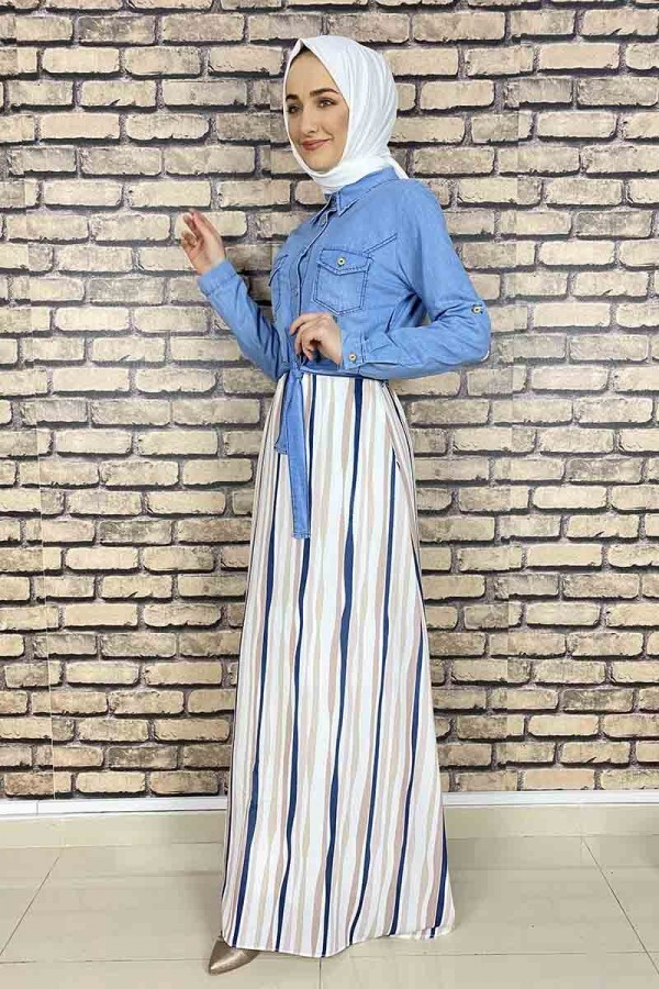Moda Çizgi Tesettür Elbise