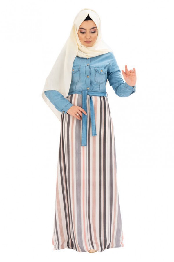 Moda Çizgi Tesettür Elbise