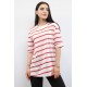 Çizgili Penye Tshirt Kırmızı