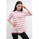 Çizgili Penye Tshirt Pembe