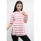 Çizgili Penye Tshirt Pembe