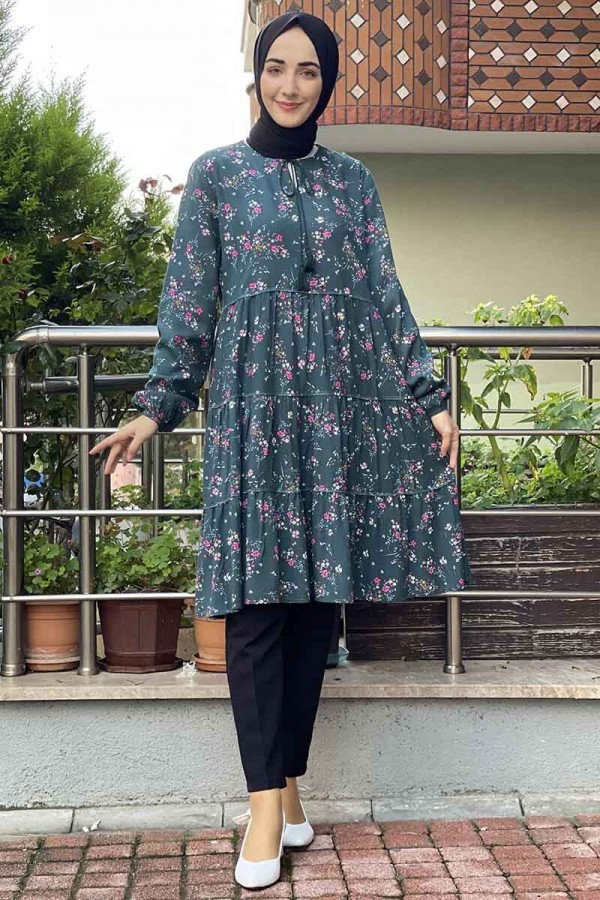 Moda Çizgi Desenli Tunik