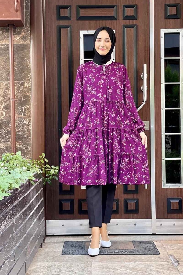 Moda Çizgi Desenli Tunik
