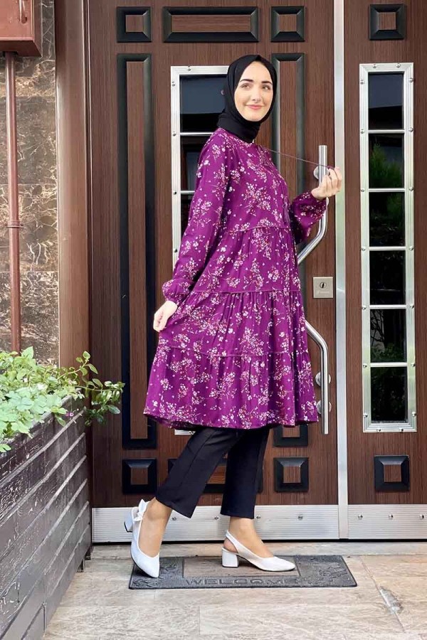 Moda Çizgi Desenli Tunik