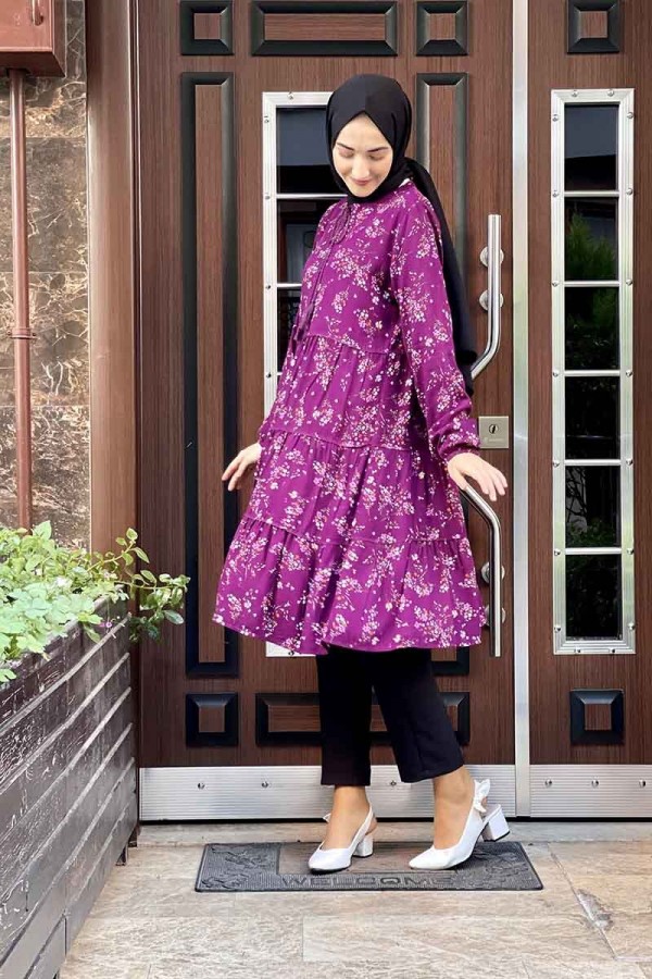 Moda Çizgi Desenli Tunik