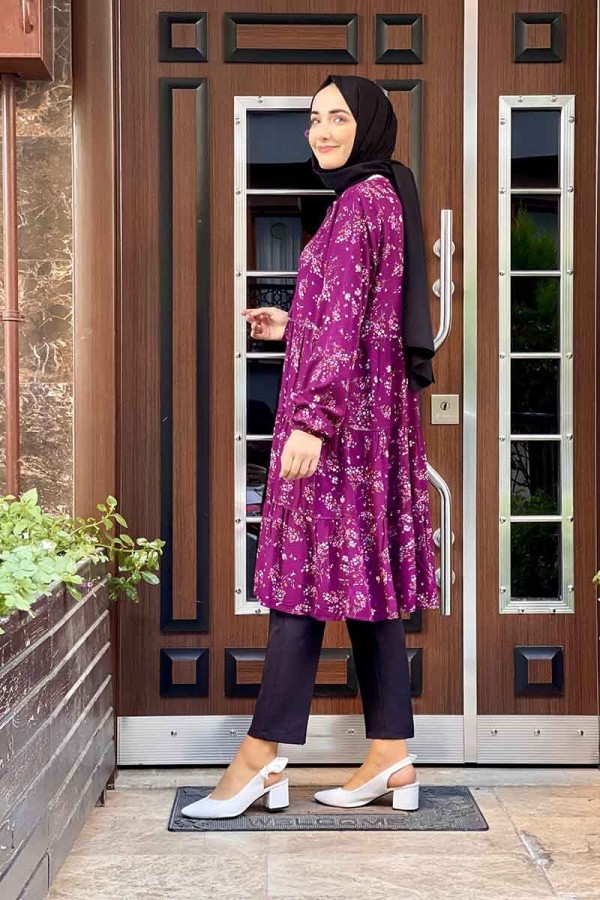 Moda Çizgi Desenli Tunik