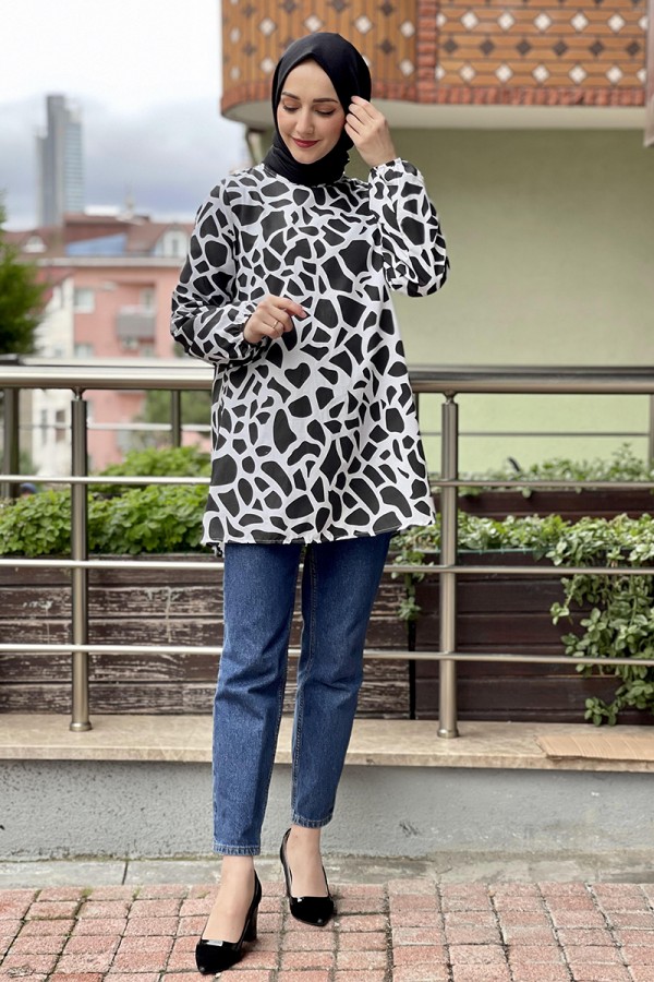 Moda Çizgi Desenli Tunik