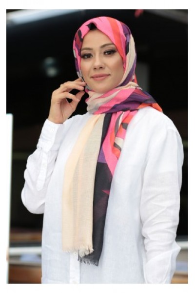 Dijital Baskılı Desenli  Pamuk Şal  KE-09-V4