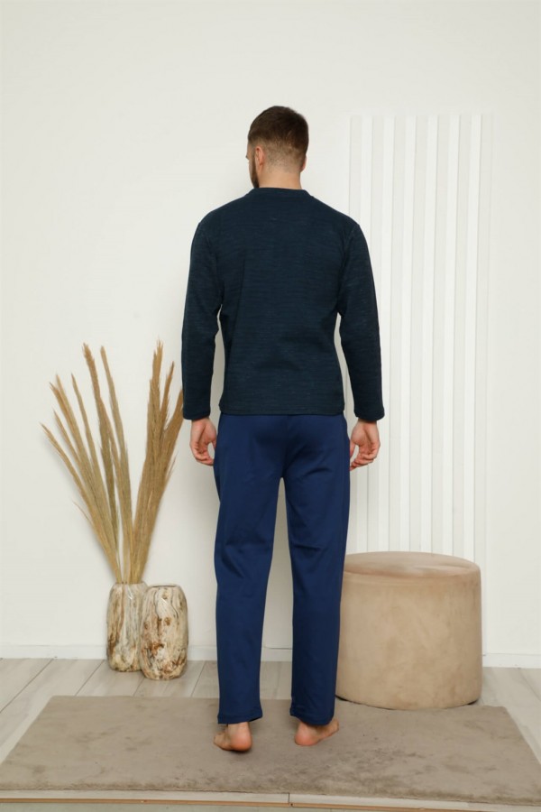 Moda Çizgi Erkek %100 Pamuk Cepli Uzun Kollu Pijama Takımı 6770