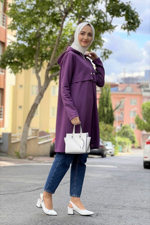 Moda Çizgi Desenli Tunik