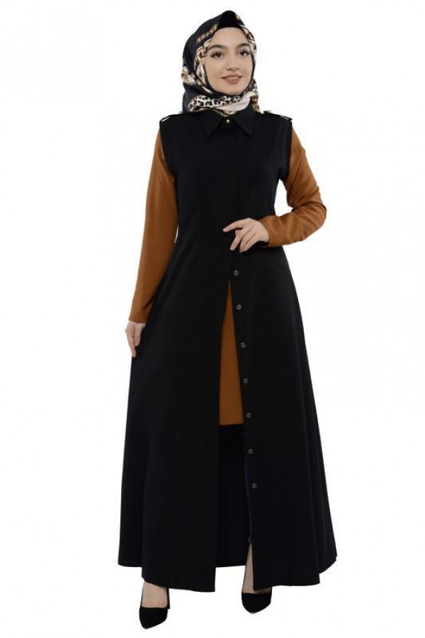 Moda Çizgi Yakalı Yelek
