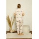 Moda Çizgi Kadın Pamuklu Cepli Kısa Kol Büyük Beden Pijama Takım 202125