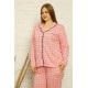 Moda Çizgi Kadın Pamuklu Cepli Uzun Kol Büyük Beden Pijama Takım 202130