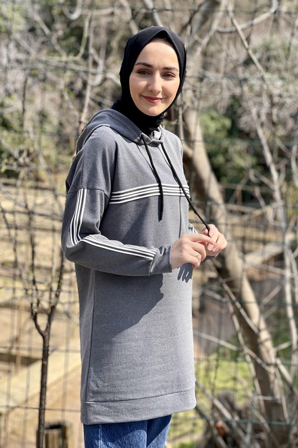 Moda Çizgi Desenli Tunik