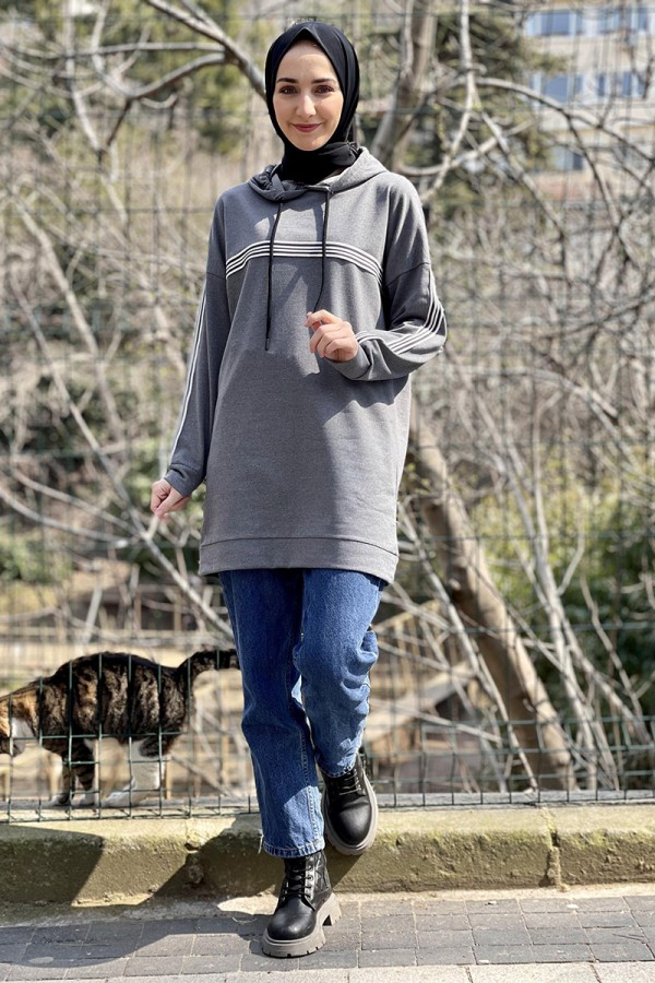 Moda Çizgi Desenli Tunik
