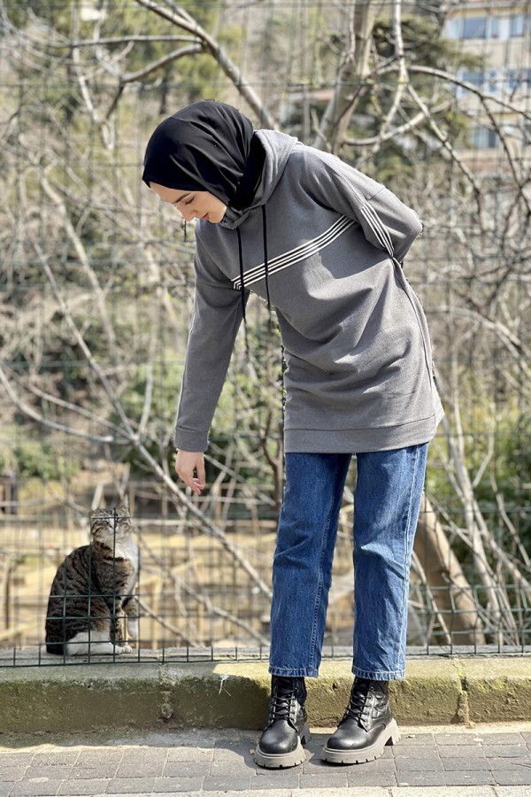 Moda Çizgi Desenli Tunik