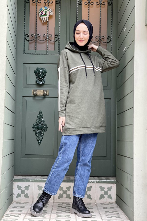 Moda Çizgi Desenli Tunik