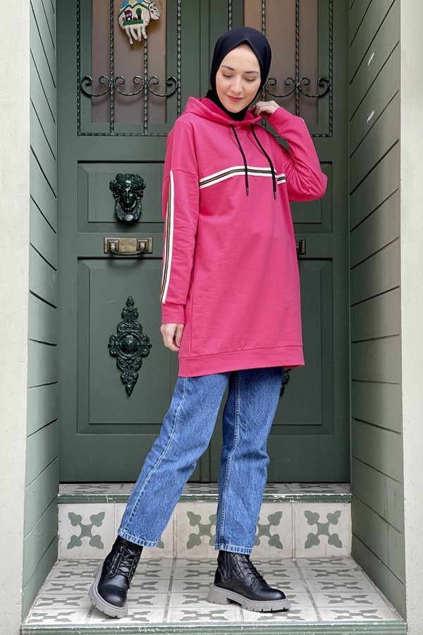 Moda Çizgi Desenli Tunik