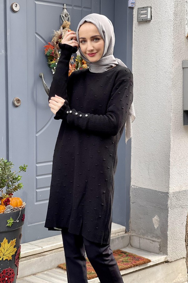Moda Çizgi Triko Tunik