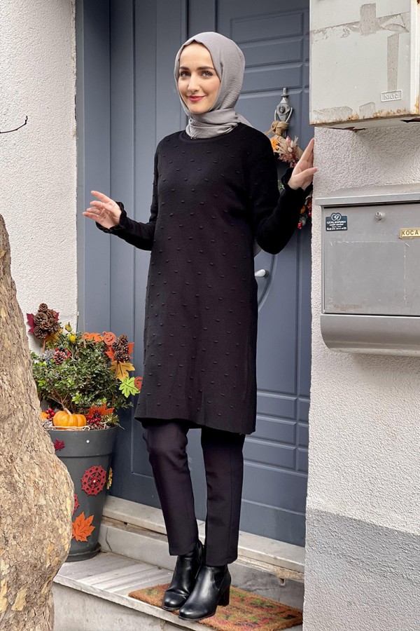 Moda Çizgi Triko Tunik