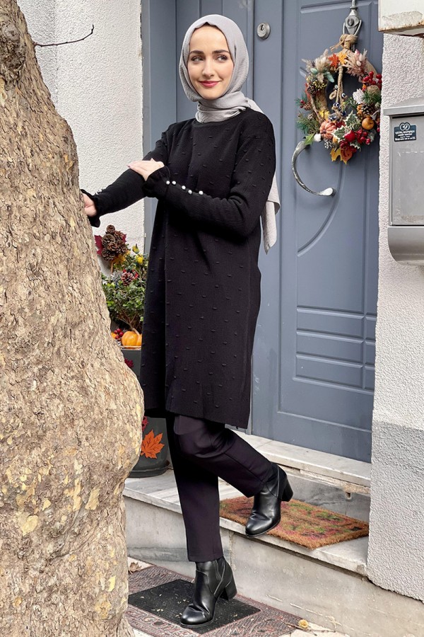 Moda Çizgi Triko Tunik