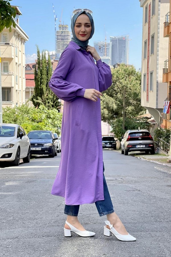 Moda Çizgi Desenli Tunik