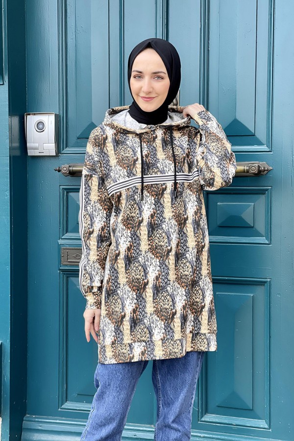 Moda Çizgi Desenli Tunik