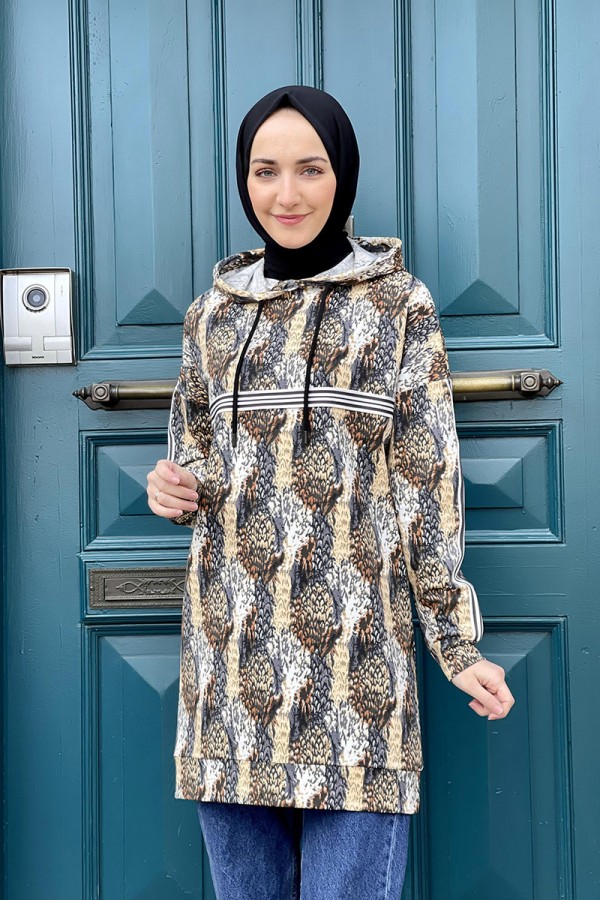 Moda Çizgi Desenli Tunik