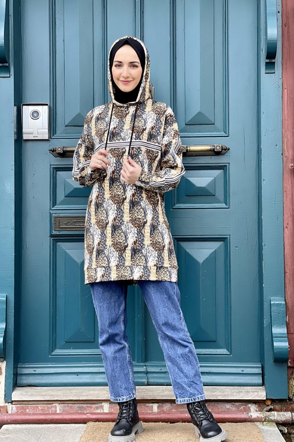 Moda Çizgi Desenli Tunik