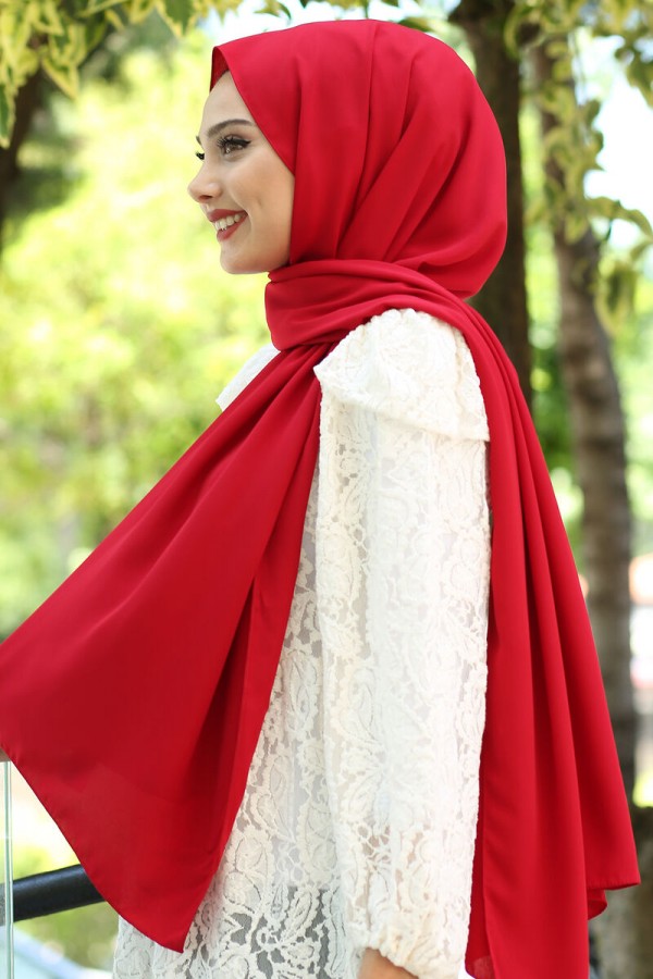 Medine İpeği Şal Kırmızı