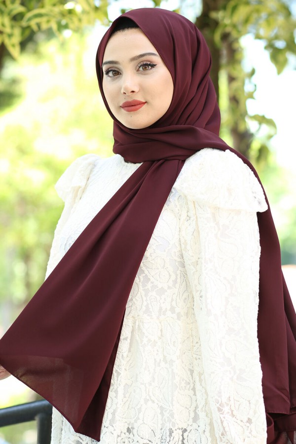 Medine İpeği Şal Koyu Bordo