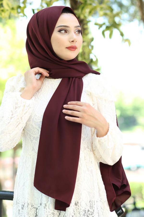 Medine İpeği Şal Koyu Bordo