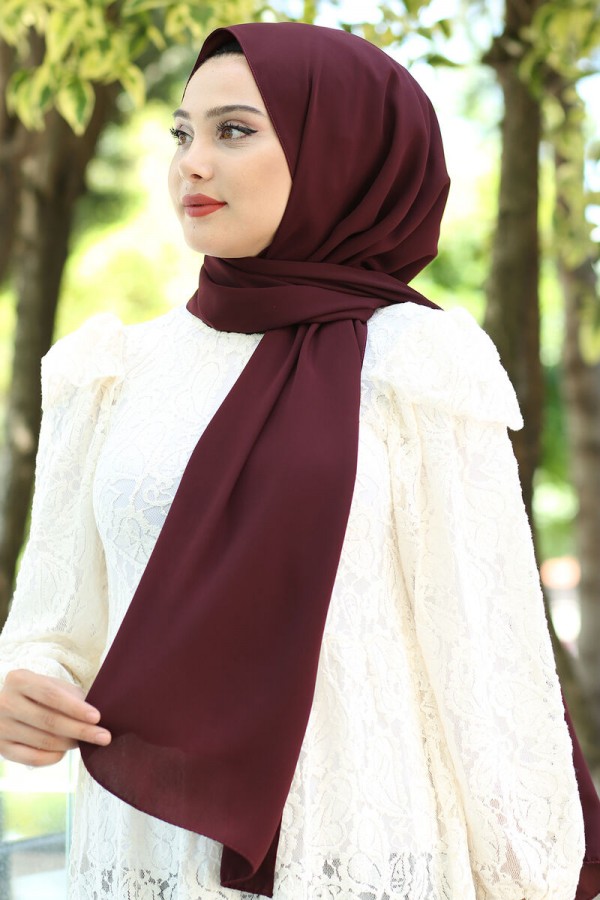 Medine İpeği Şal Koyu Bordo