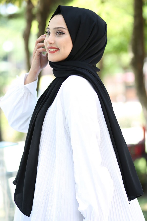Medine İpeği Şal Siyah