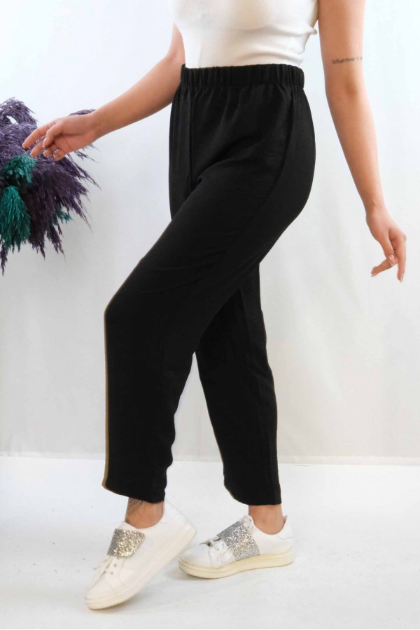 Moda Çizgi Aerobin Pantolon Siyah