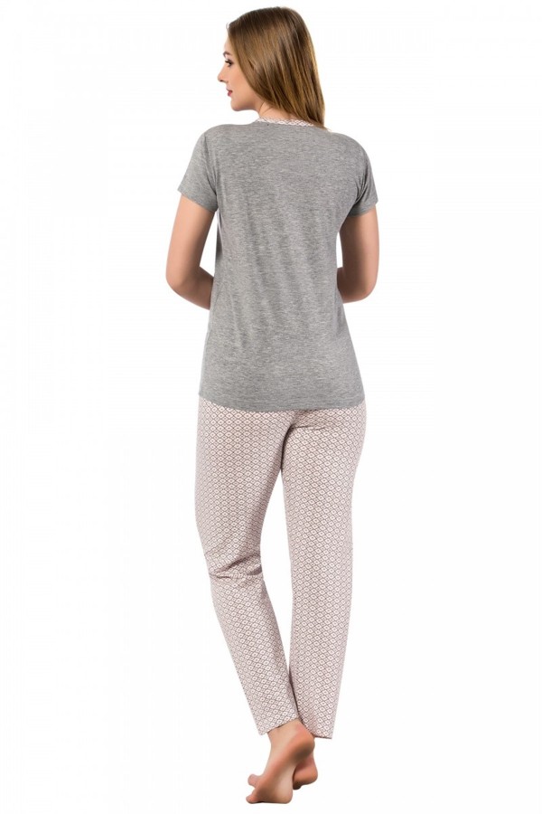 Moda Çizgi Bayan Kısa Kol Pijama Takımı 2367
