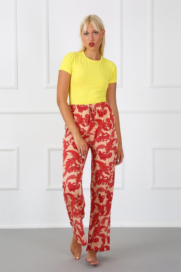 moda çizgi Bayan Penye Bol Paça Pantolon 210023