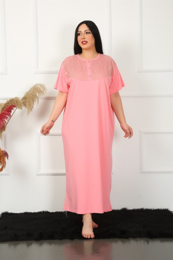 Moda Çizgi Big Dantelli Kısa Kol Anne Gecelik 1348