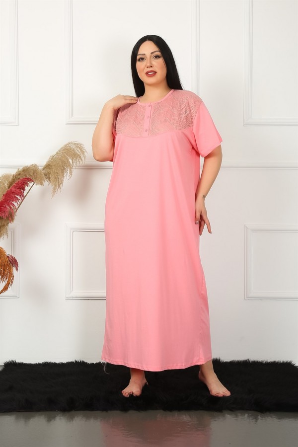Moda Çizgi Big Dantelli Kısa Kol Anne Gecelik 1348