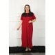 Moda Çizgi Big Dantelli Kısa Kol Bordo Anne Gecelik 1348