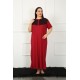 Moda Çizgi Big Dantelli Kısa Kol Bordo Anne Gecelik 1348