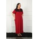 Moda Çizgi Big Dantelli Kısa Kol Bordo Anne Gecelik 1348