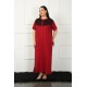 Moda Çizgi Big Dantelli Kısa Kol Bordo Anne Gecelik 1348