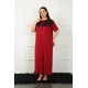 Moda Çizgi Big Dantelli Kısa Kol Bordo Anne Gecelik 1348