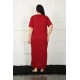 Moda Çizgi Big Dantelli Kısa Kol Bordo Anne Gecelik 1348